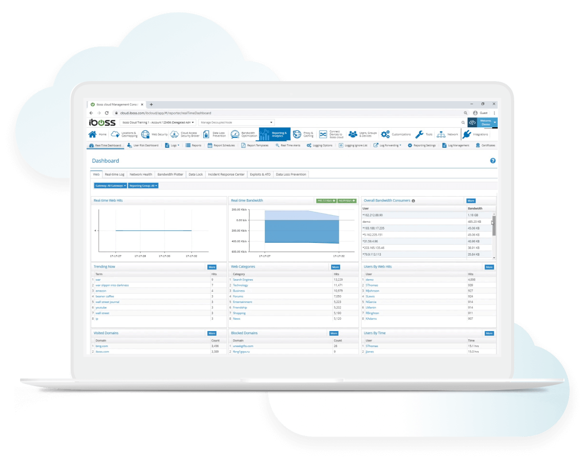 Dashboard showing detailed logs and analytics.